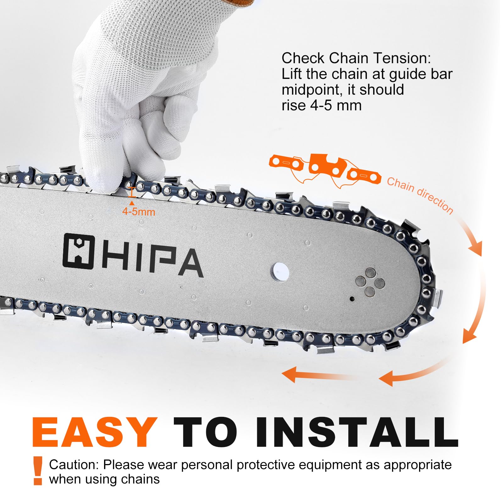 Hipa chainsaw chain installed on a chainsaw