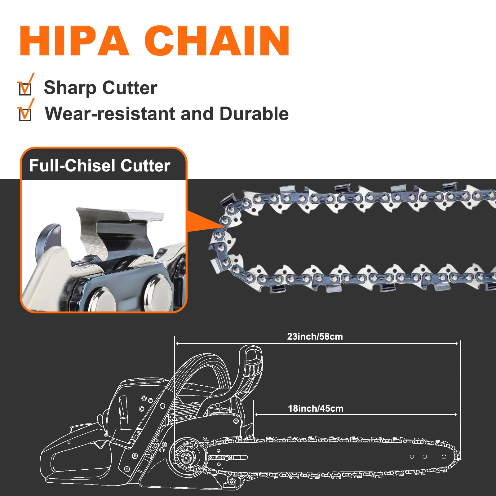 Hipa chainsaw chain packaging front view