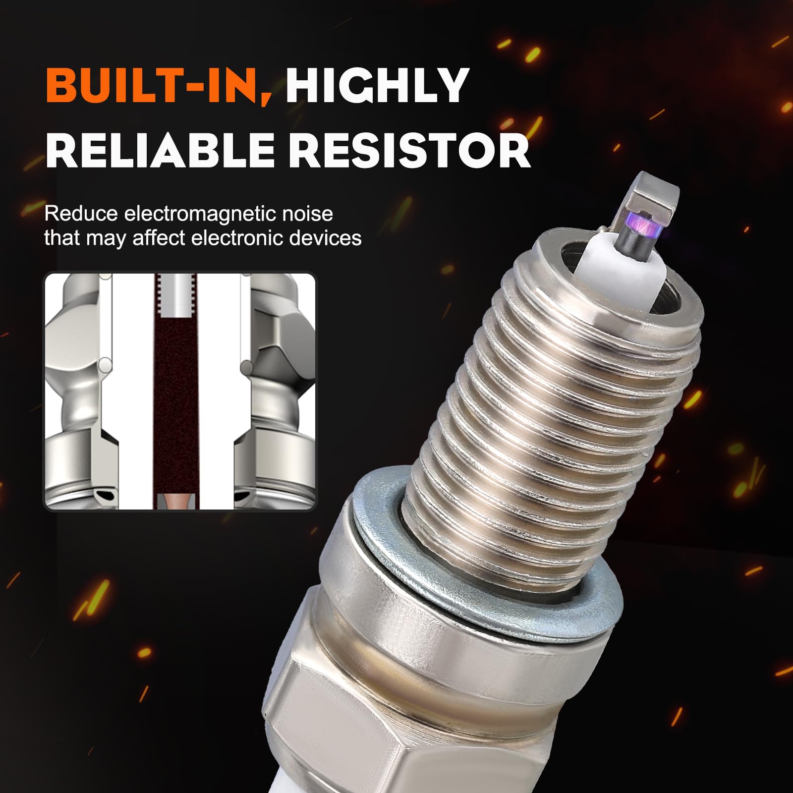 Hipa DCPR6E Spark Plug showing thread diameter and reach
