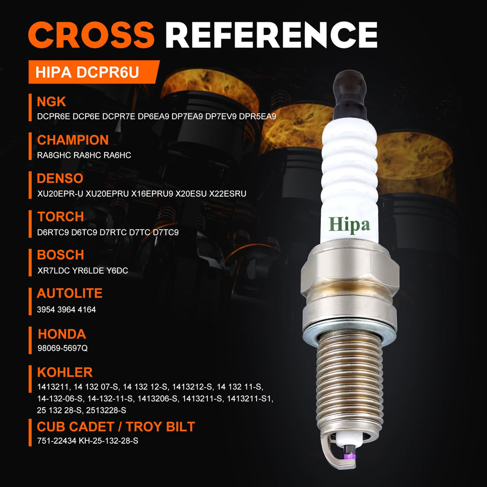 Hipa DCPR6E Spark Plug side view showing specifications