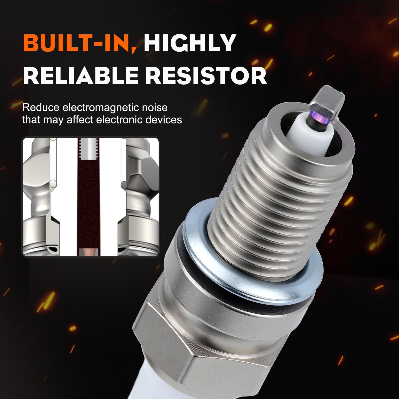 Hipa DCPR8E spark plugs installed in a lawn mower