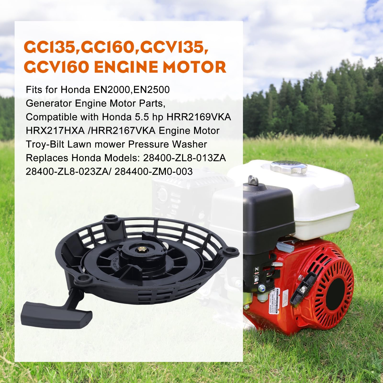Hipa GCV160 recoil starter assembly side view