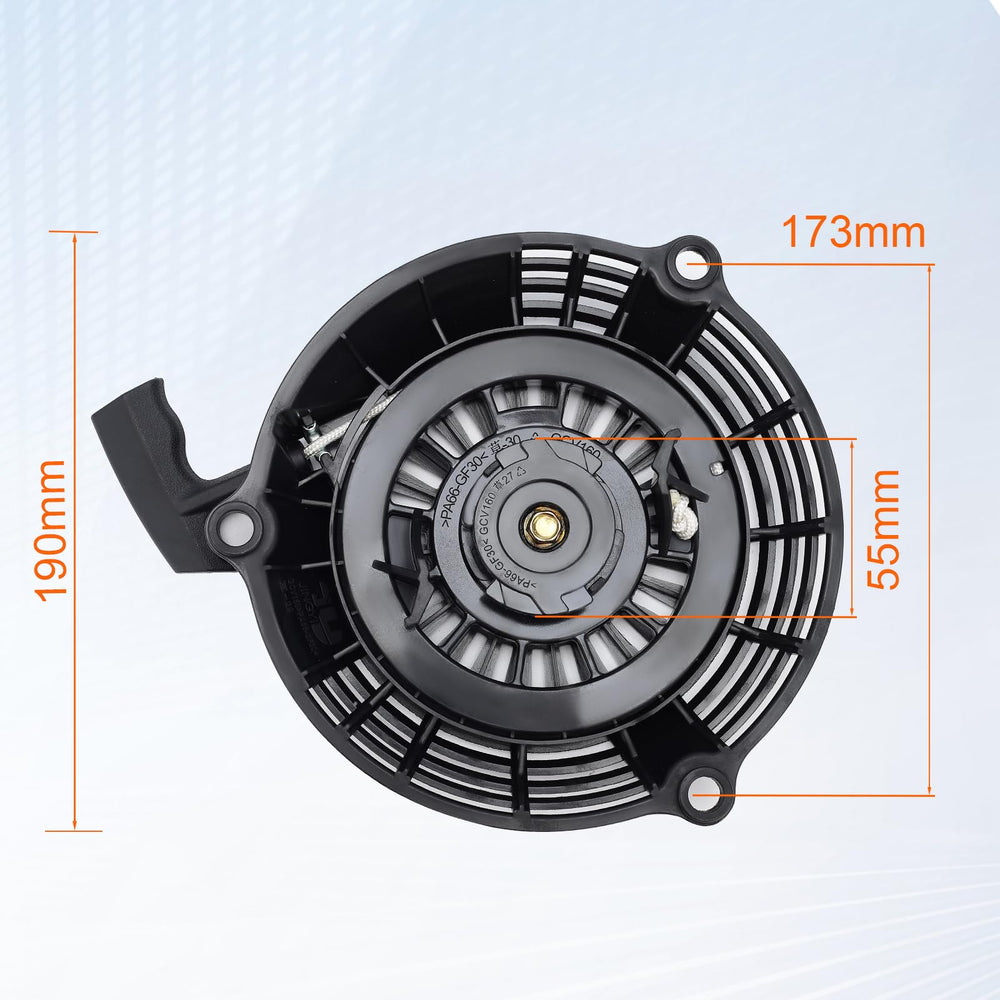Hipa GCV160 recoil starter assembly with part numbers