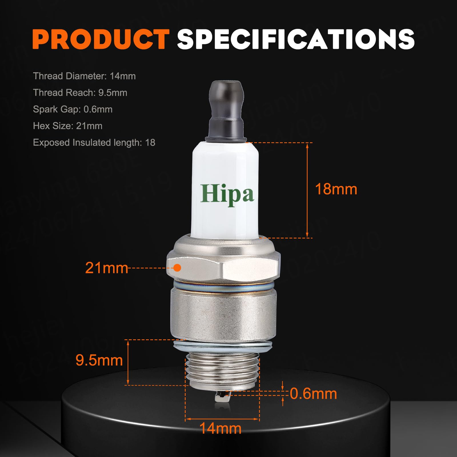 Hipa RJ19LM Spark Plug showing gap measurement