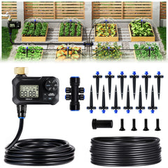 HIRALIY 50FT Automatic Drip Irrigation Kit with Timer components layout
