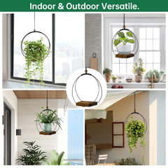 hismocal black macrame plant hanger with iron ring