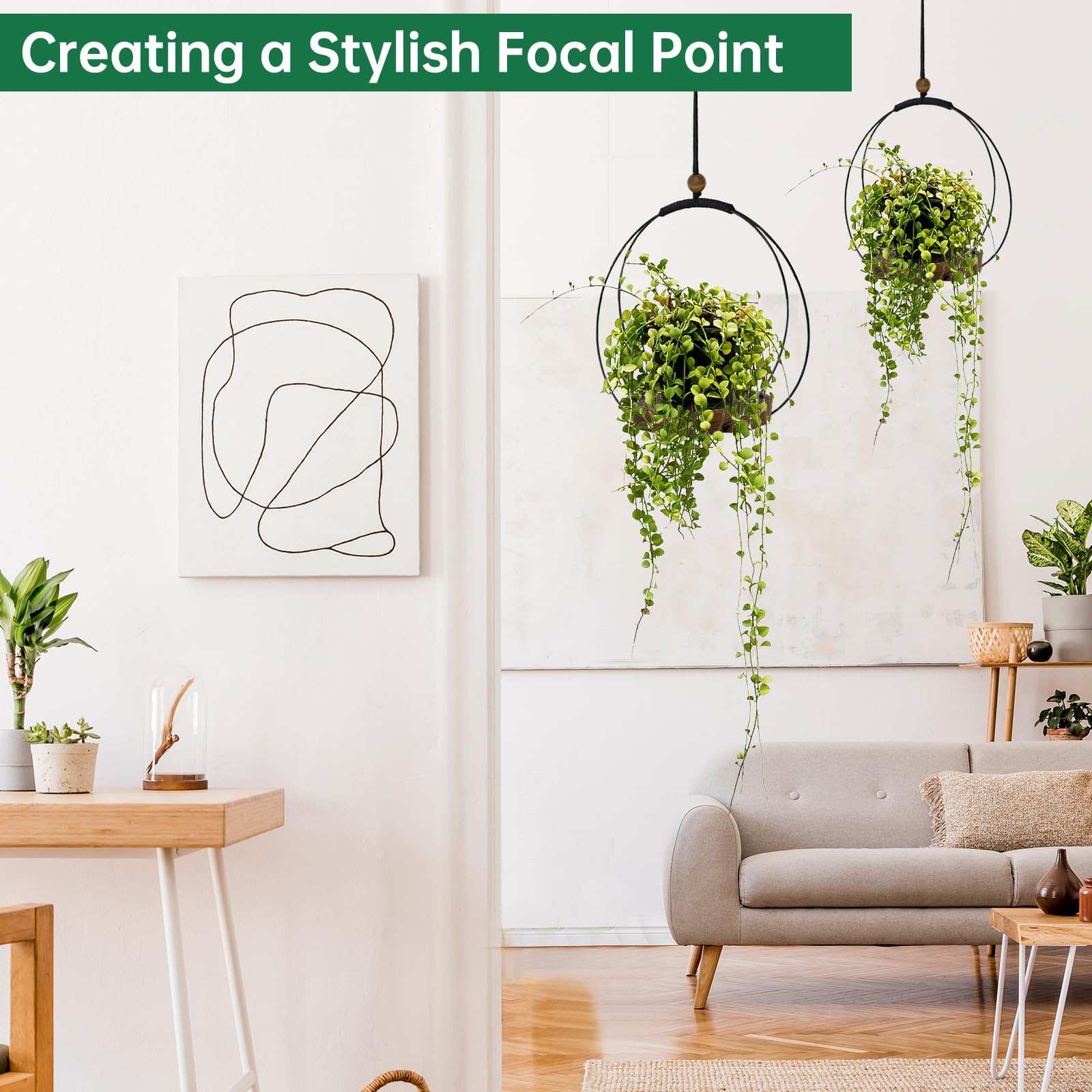 hismocal Hanging Planter Black in a stylish home setting