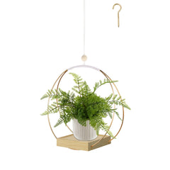hismocal Hanging Planter front view with black wood base