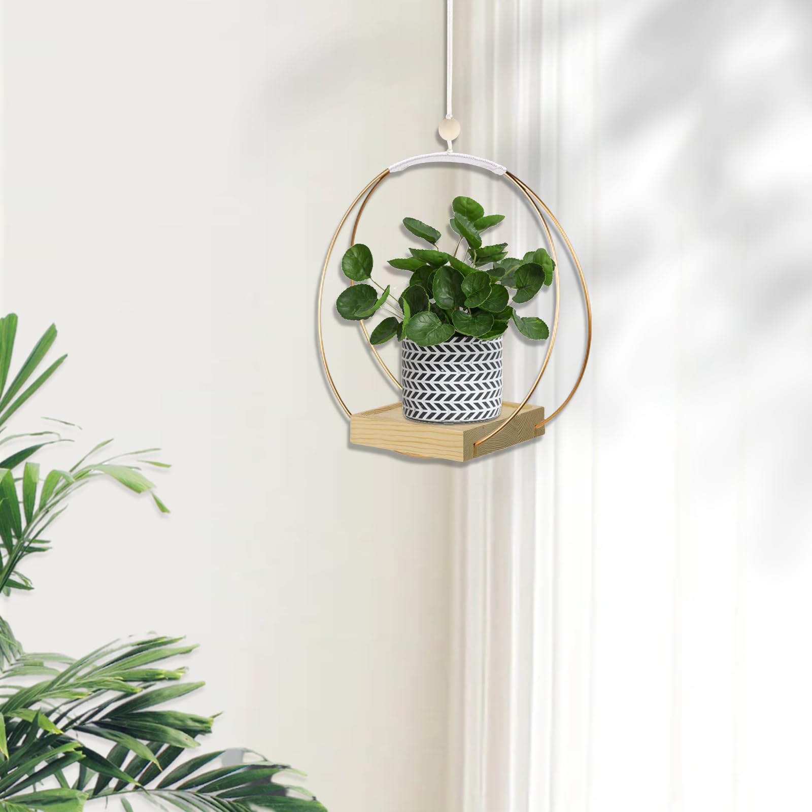 hismocal Hanging Planter side view showing macrame design