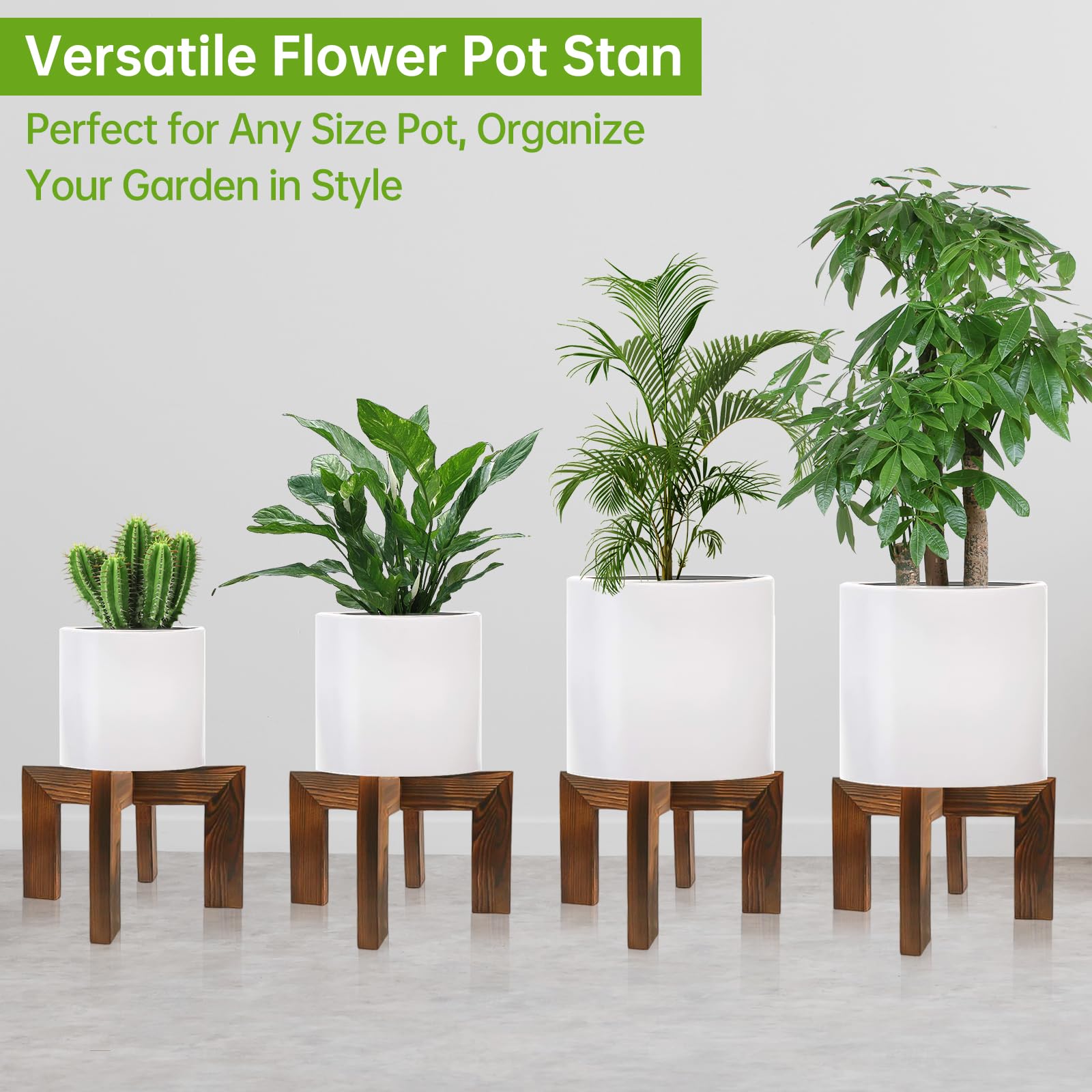 hismocal wood plant stand assembled with flowers