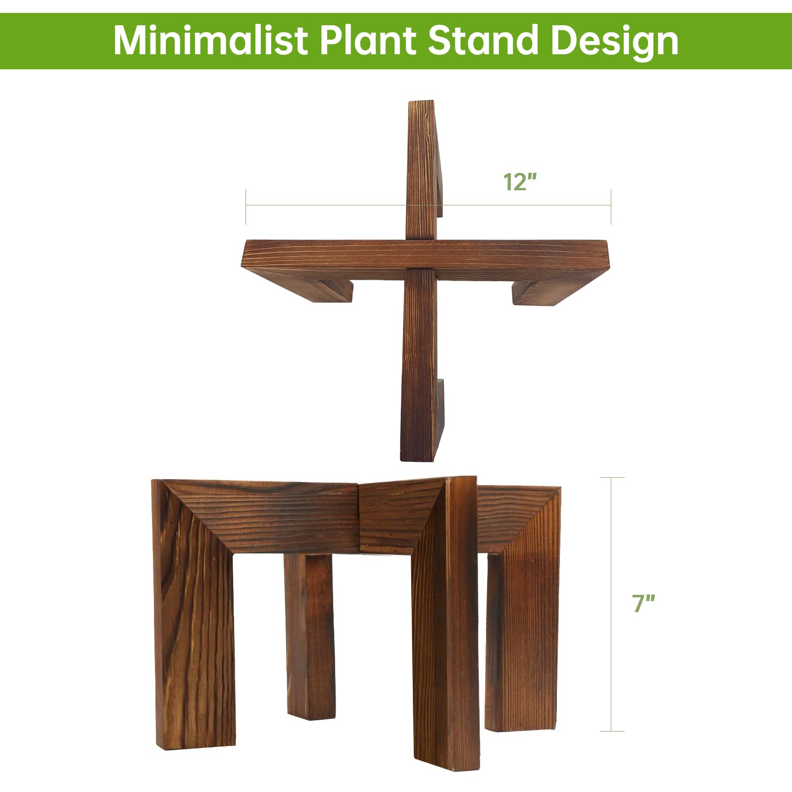 hismocal wood plant stand side view showing stability