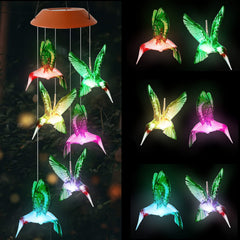 HiSolar Hummingbird Solar Wind Chimes with colorful LED lights