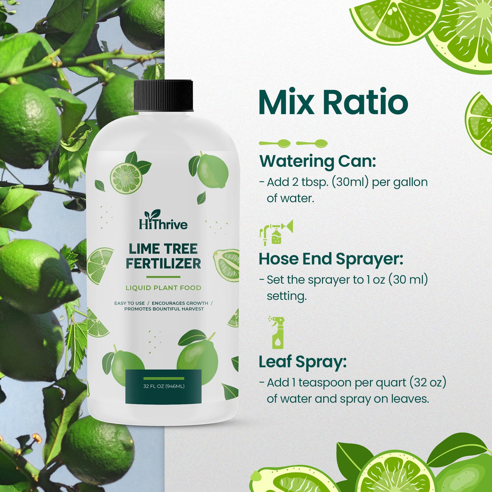 HiThrive Lime Tree Fertilizer label close-up showing nutrients