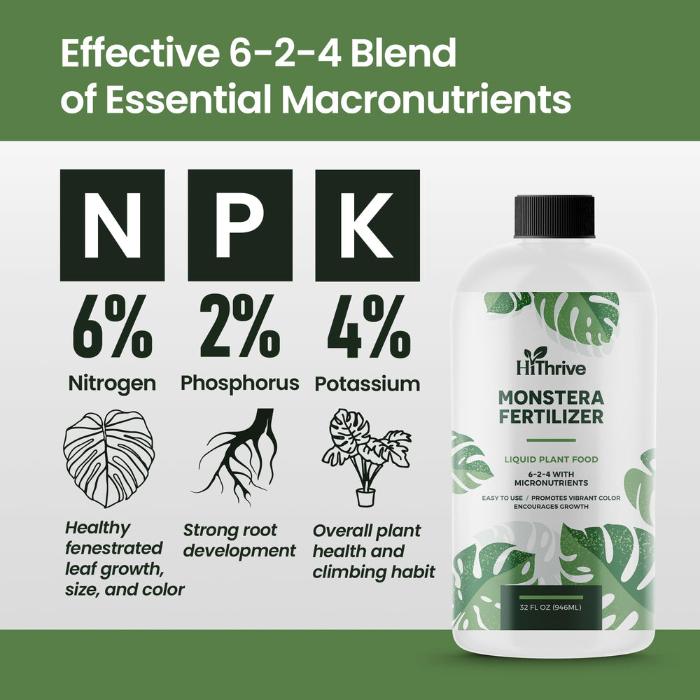 HiThrive Monstera Plant Food 32oz bottle with measuring cap