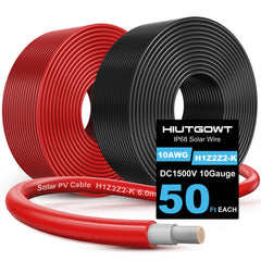 Hiutgowt 10AWG Solar Extension Cable 50FT, black wire