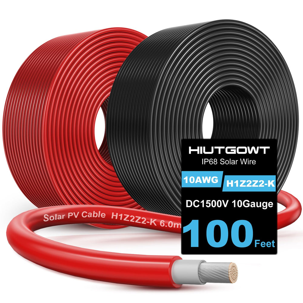 Hiutgowt 10AWG Solar Panel Wire bundle, red and black