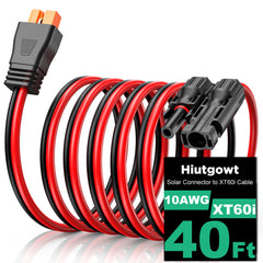 Hiutgowt 10AWG XT60i Solar Cable 40FT red and black front view