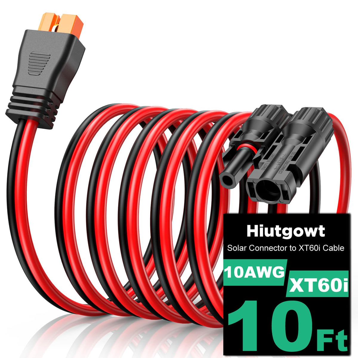 Hiutgowt XT60i Solar Cable 10AWG 10FT front view
