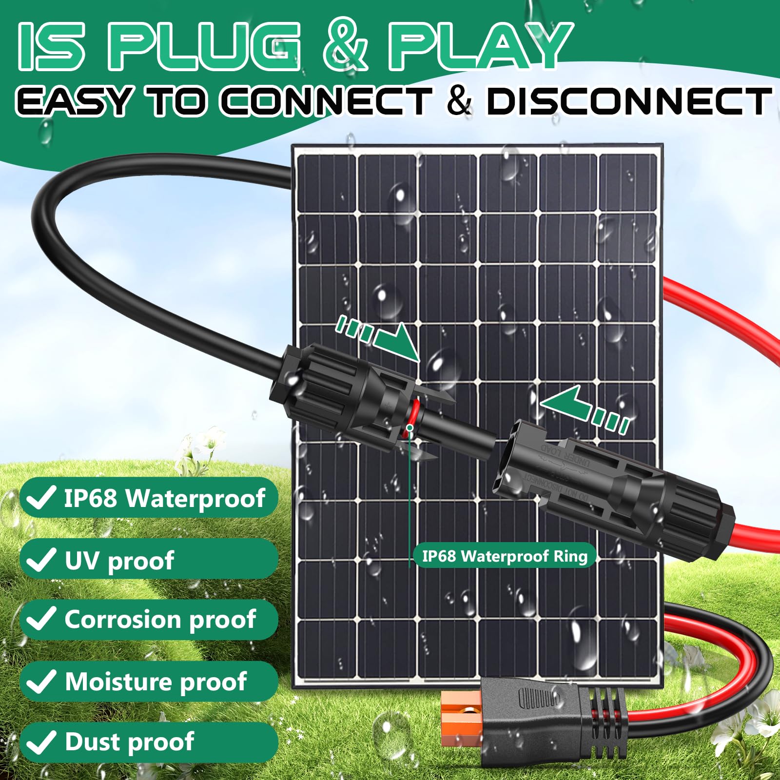 Hiutgowt XT60i Solar Cable package dimensions