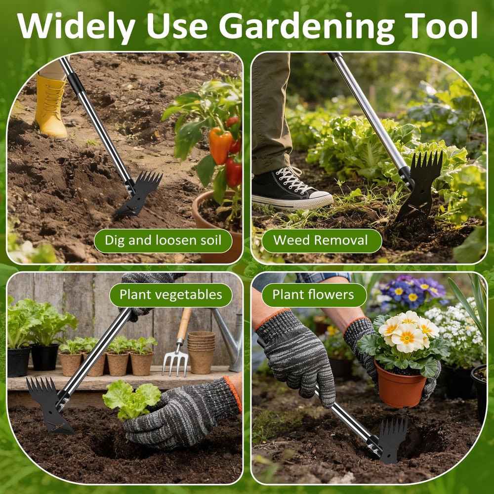 Hivenlly weed puller tool in use removing weeds from a garden