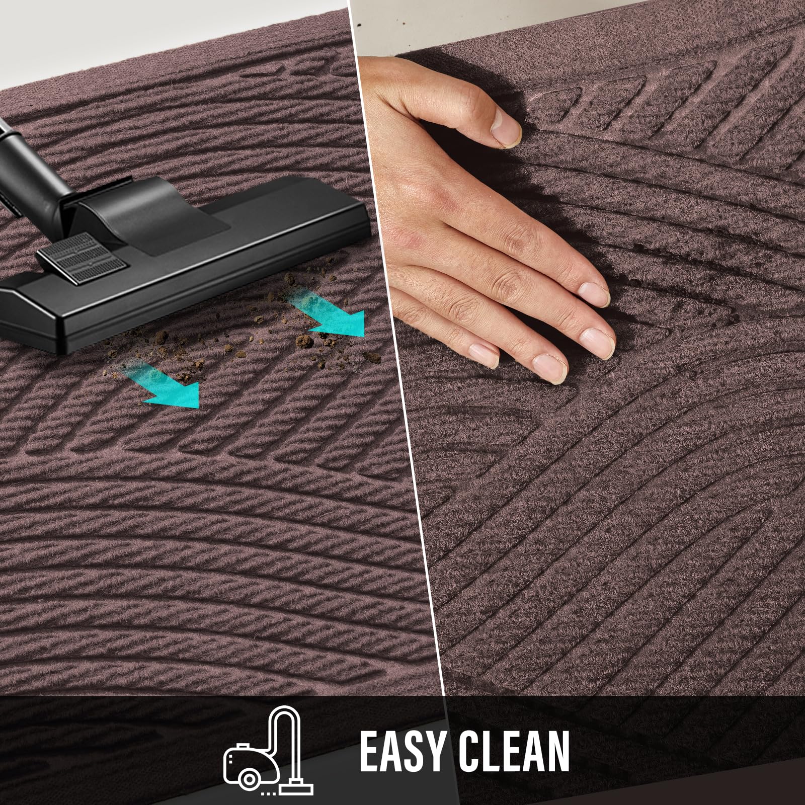 HIYARD Sturdy Front Door Mat, Coffee, cleaning process