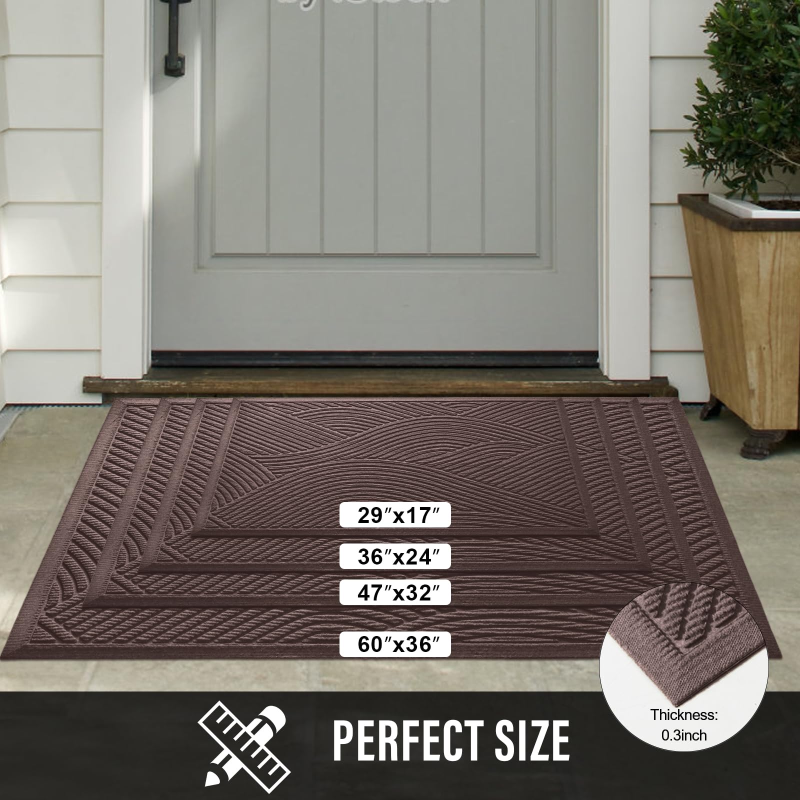HIYARD Sturdy Front Door Mat, Coffee, in outdoor setting