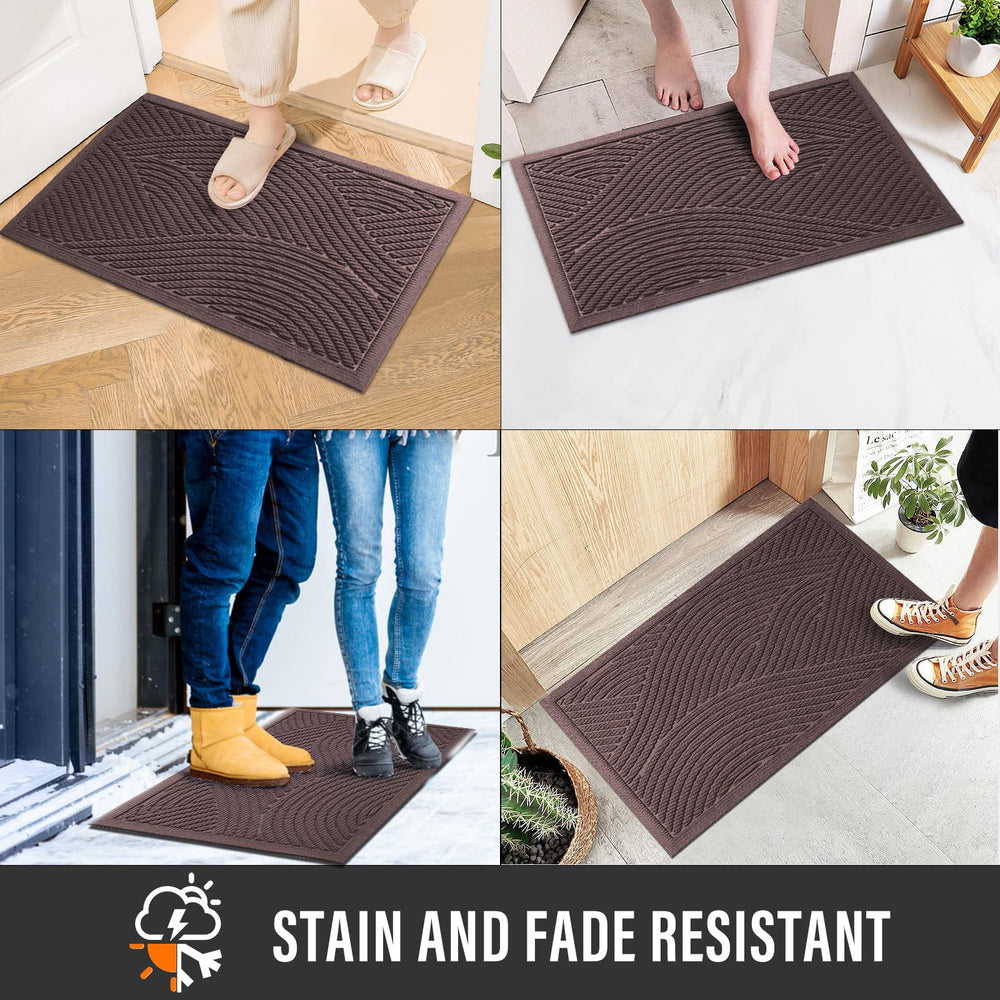 HIYARD Sturdy Front Door Mat, Coffee, rubber backing detail