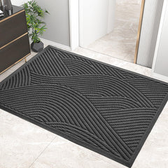 HIYARD Sturdy Front Door Mat Grey front view