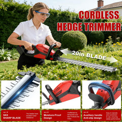 HJLYZYA hedge trimmer side view showing ergonomic handle and safety features