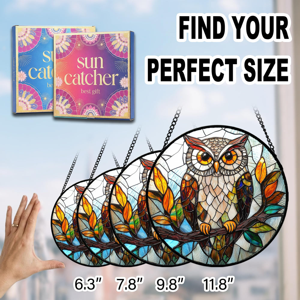 HKDGOKA Owl Suncatcher showing brown and orange colours