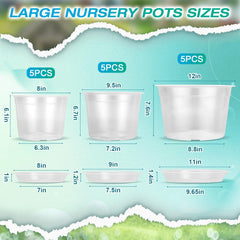 HKKZYT 10-inch clear nursery pot with drainage holes