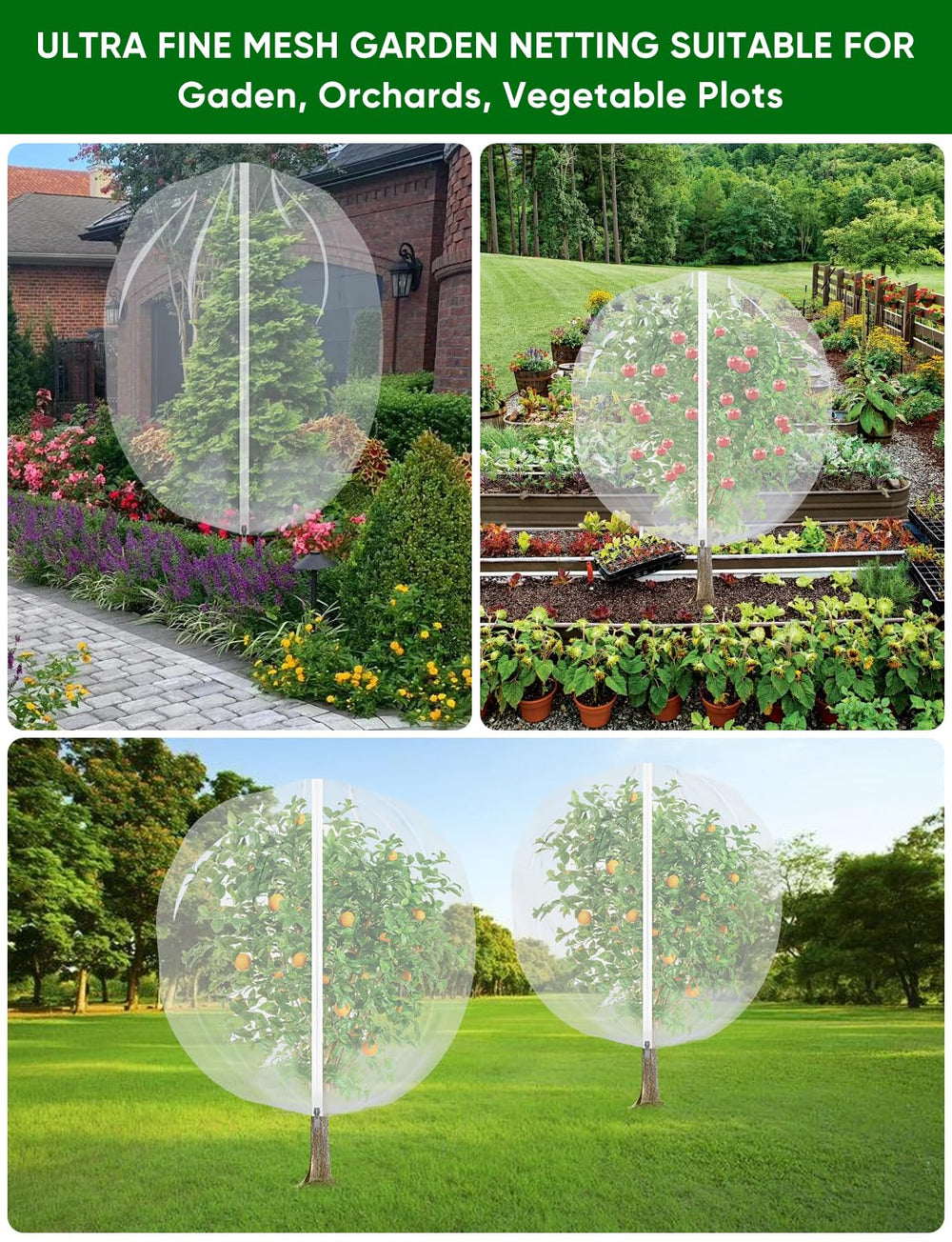 HKZ netting protecting a garden of various plants
