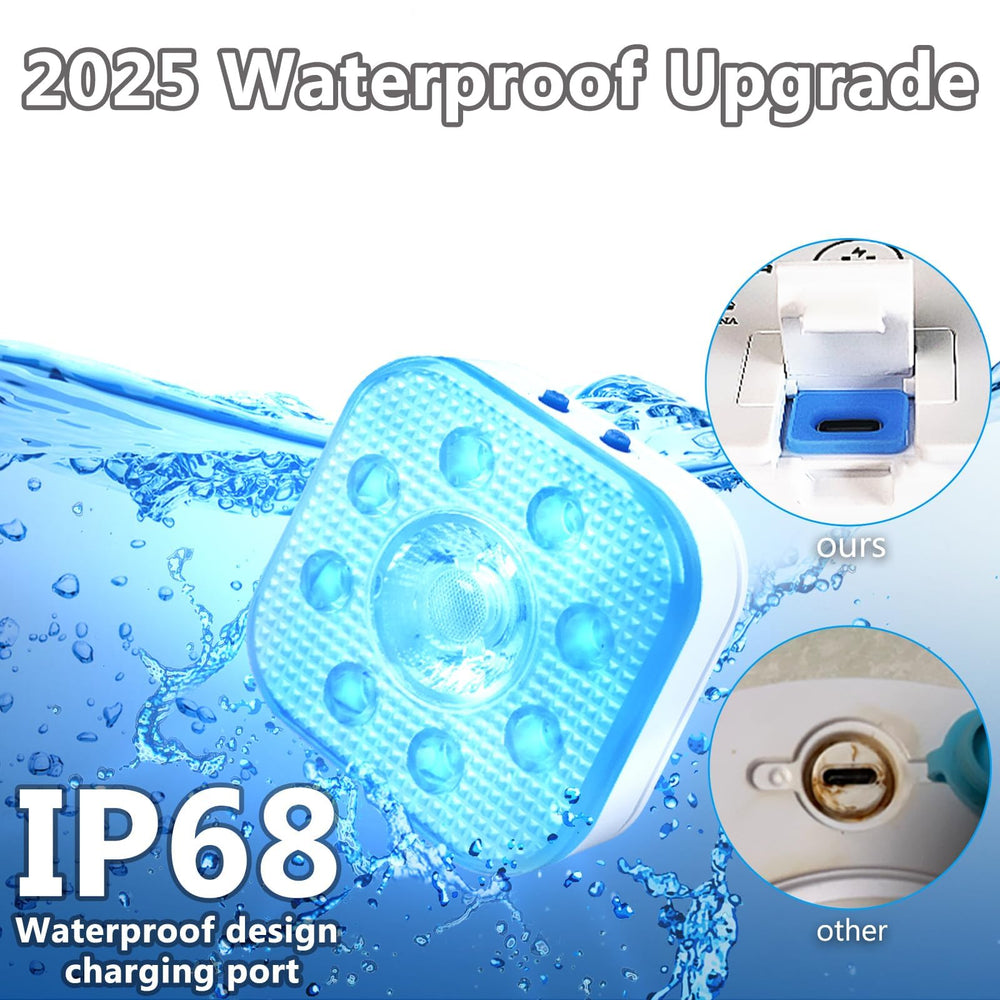 HL Submersible LED Pool Light in a swimming pool at night
