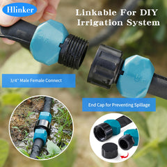 Hlinker Flat Soaker Hose 100 FT with rust-resistant end caps