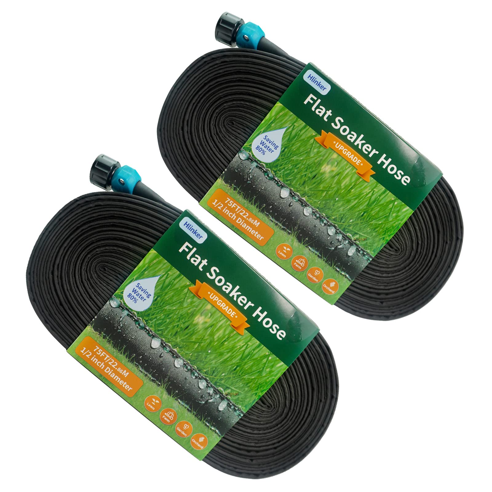 Hlinker Flat Soaker Hose 150FT black model with fabric cover