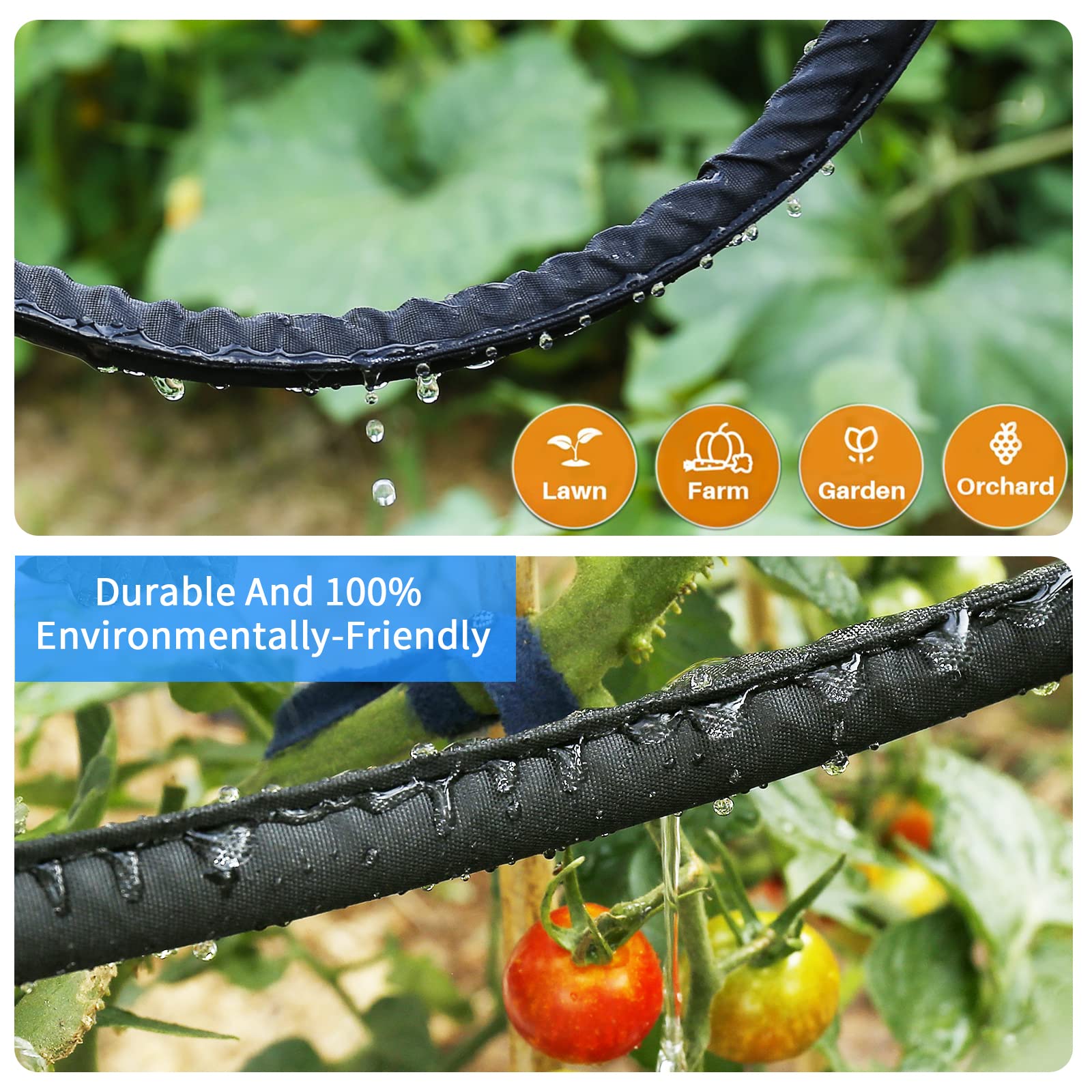 Hlinker Flat Soaker Hose connected to water supply