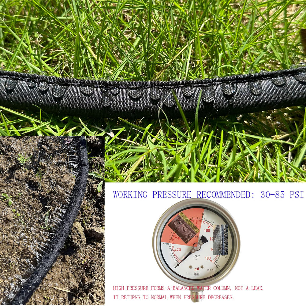 Hlinker Flat Soaker Hose in garden with plants