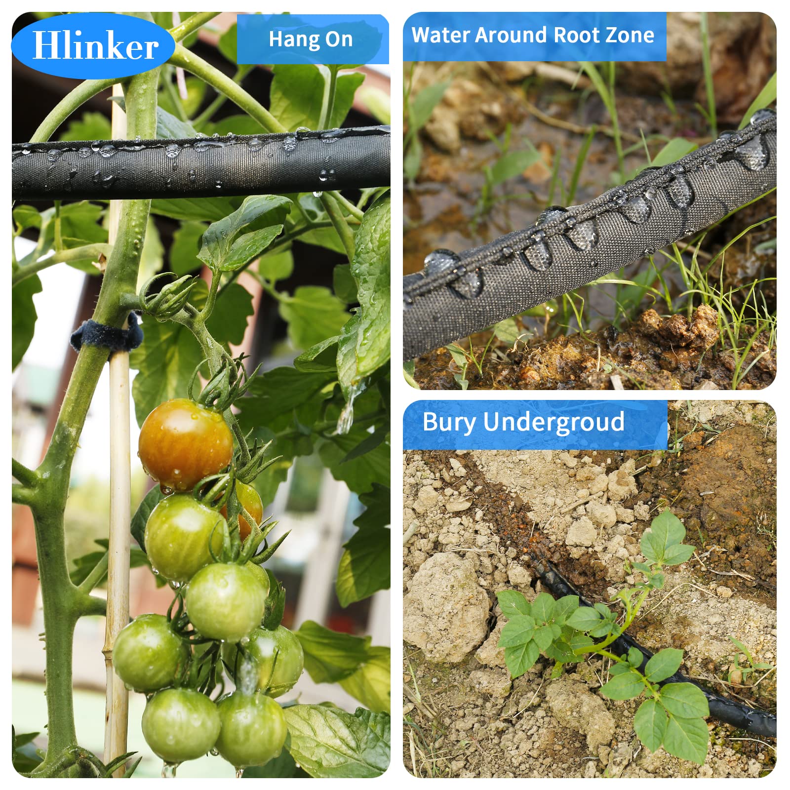 Hlinker Flat Soaker Hose rust-resistant end cap detail