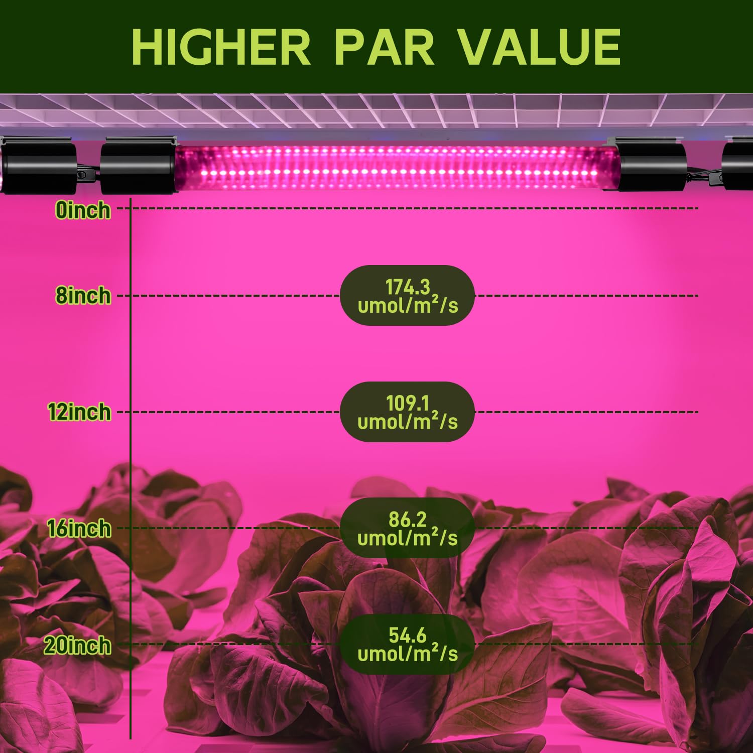 Hlite 16-inch LED Grow Light side view showing connection ports