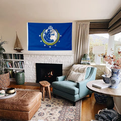 HLLNWB Super Earth Flag 3x5ft displayed in a garden