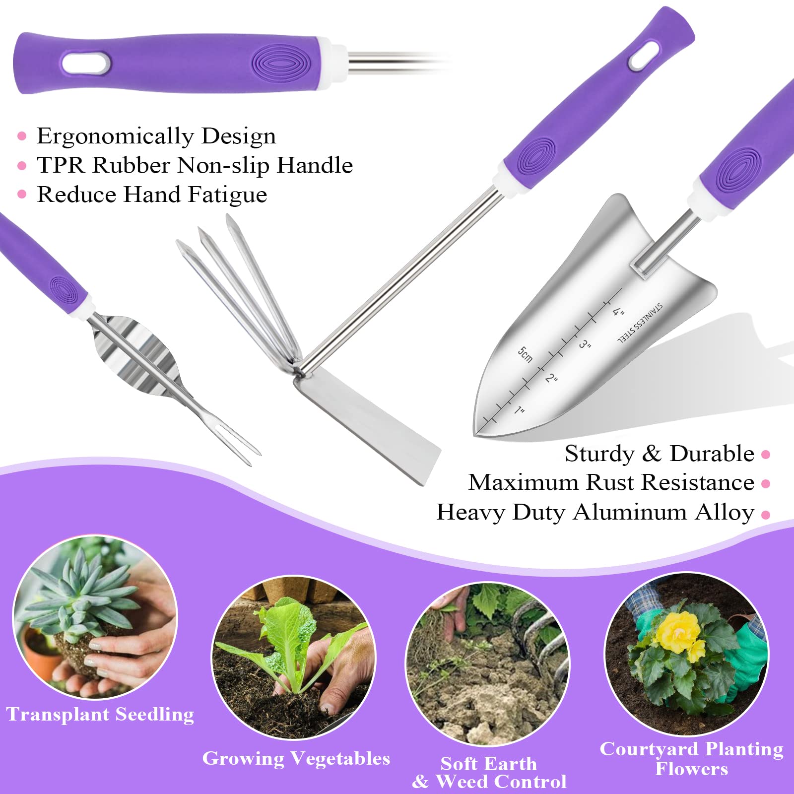 HLWDFLZ ergonomic garden tools with rubber handles