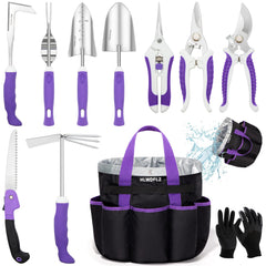 HLWDFLZ Purple Garden Tool Set 11PCS with storage bag
