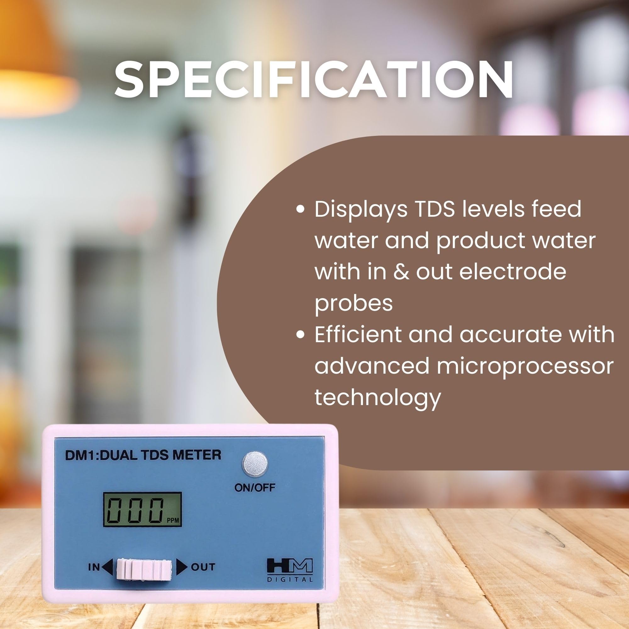 HM Digital DM-1 Dual TDS Monitor in a home installation setup