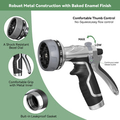 HmiL-U Garden Hose Nozzle showing adjustable spray pattern dial