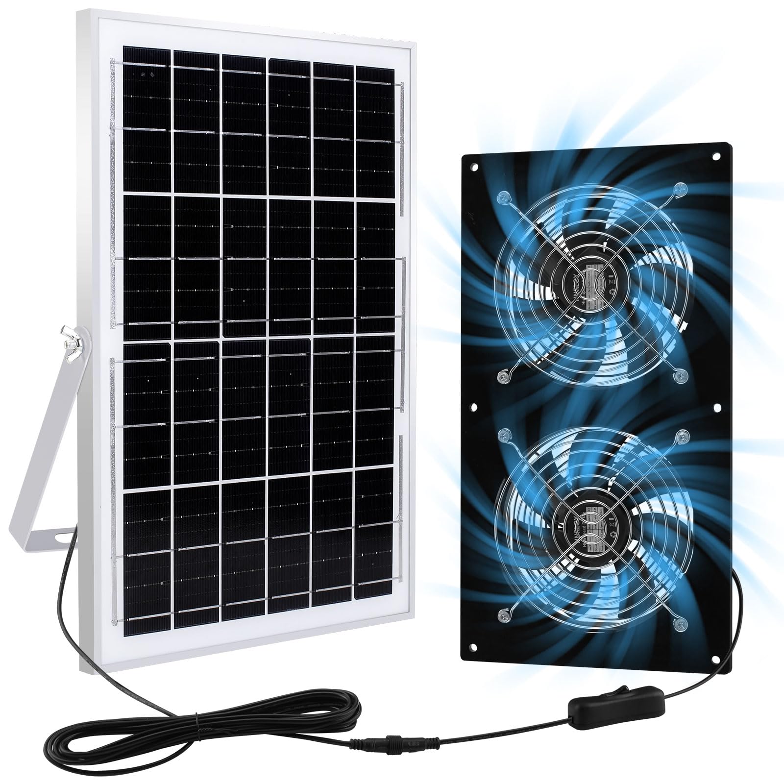HNRLOY Solar Exhaust Fan front view with solar panel