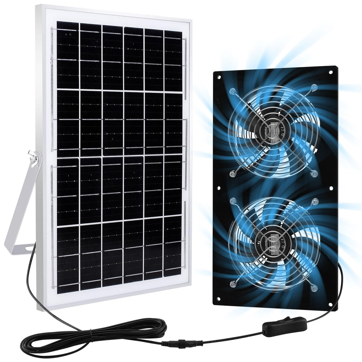 HNRLOY Solar Exhaust Fan front view with solar panel