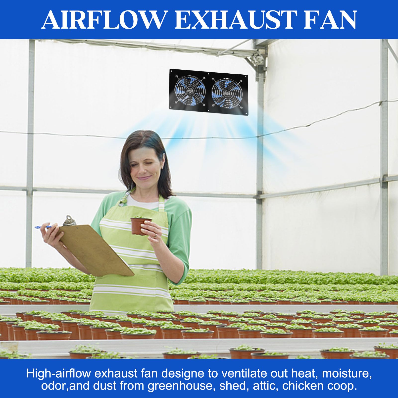 HNRLOY Solar Exhaust Fan installation in a greenhouse