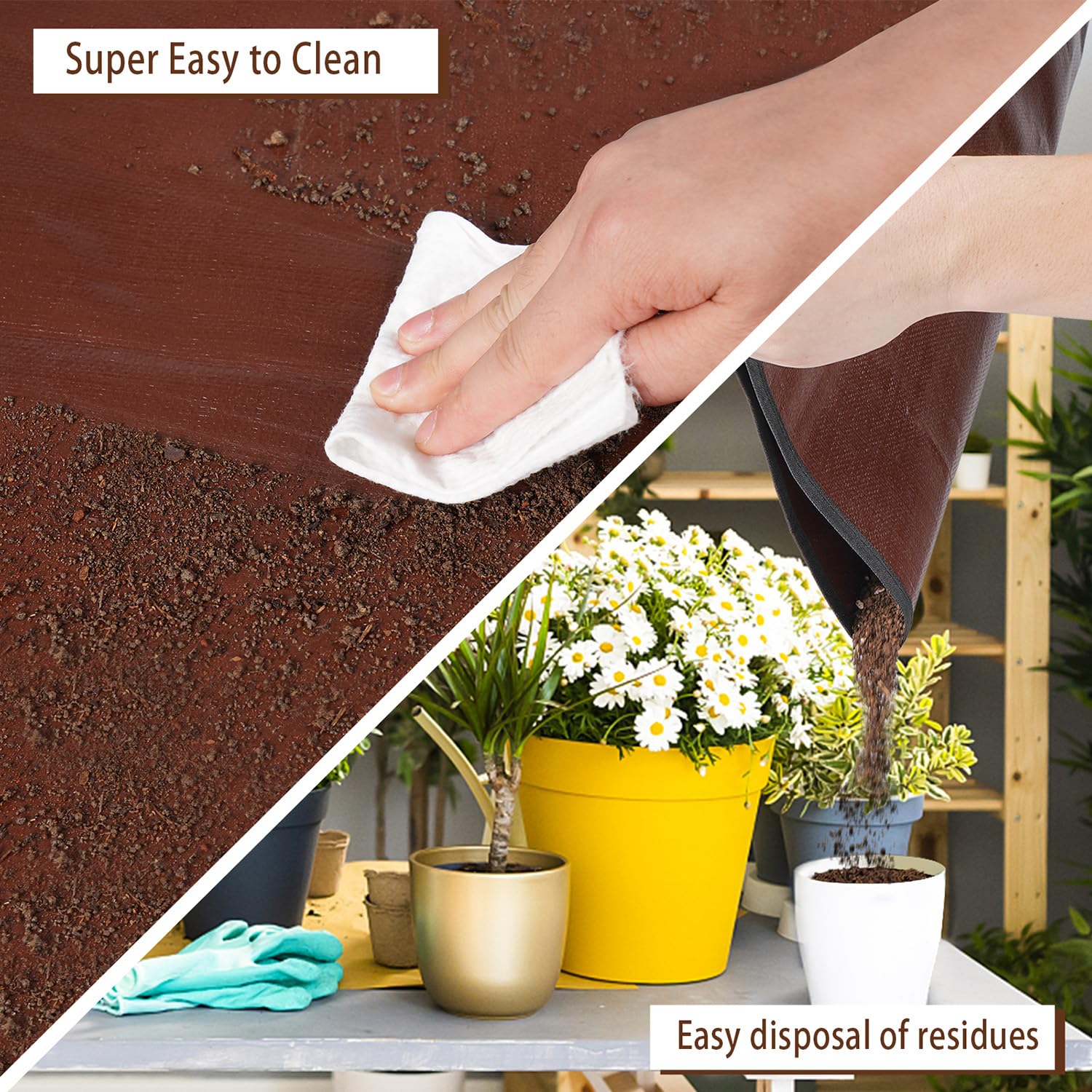 HNXTYAOB Potting Mat displayed with gardening tools and potted plants