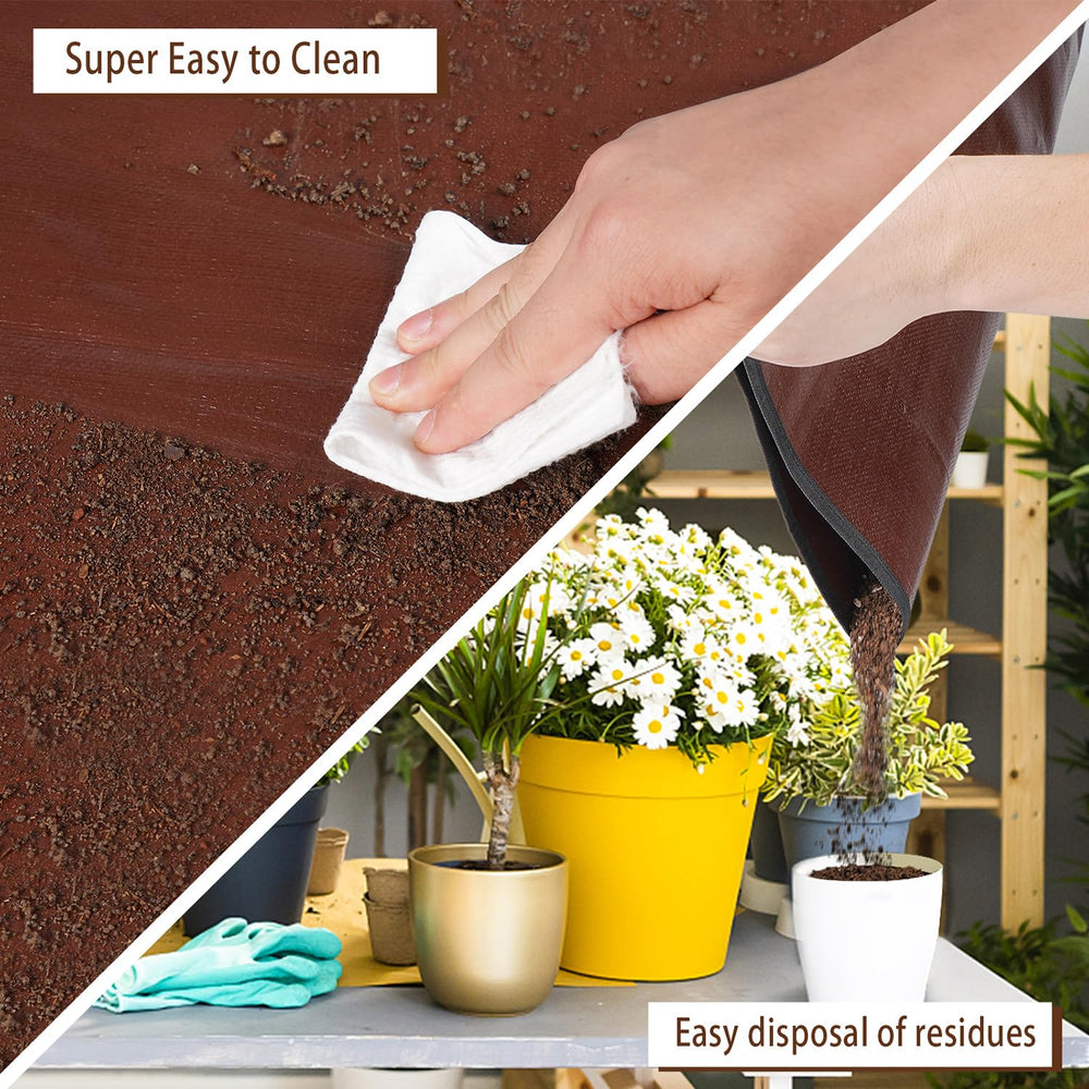 HNXTYAOB Potting Mat displayed with gardening tools and potted plants