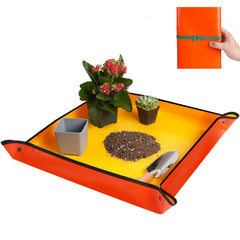 HNXTYAOB Repotting Mat 27" x 27" in orange, flat view